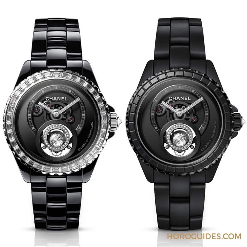 因?yàn)橄隳蝺篊HANEL第五枚自制機(jī)芯Caliber 5，陀飛輪的運(yùn)行開(kāi)始發(fā)光｜J12鉆石陀飛輪腕表-復(fù)刻表