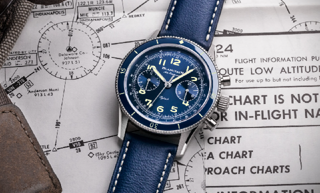 現(xiàn)代感十足！Blancpain Air Command Chronograph 藍(lán)面鈦金屬版-復(fù)刻表