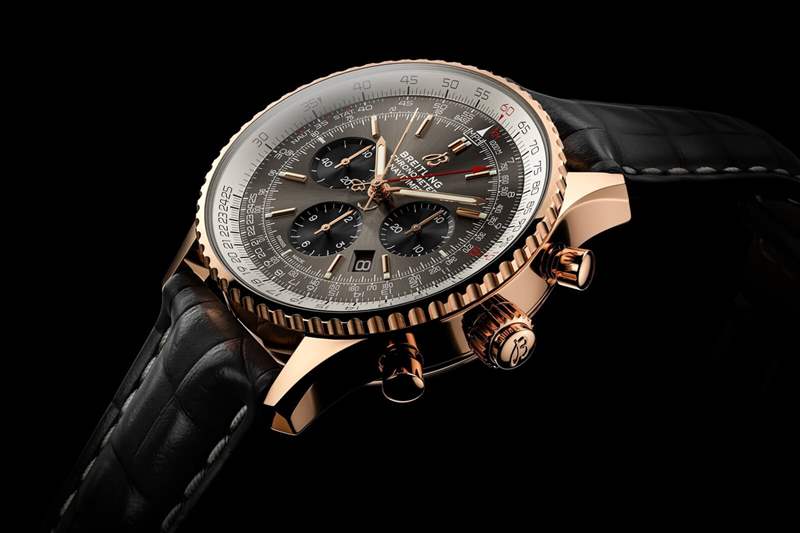 百年靈航空時計B03 Chronograph Rattrapante 45 紅金腕表-復刻表
