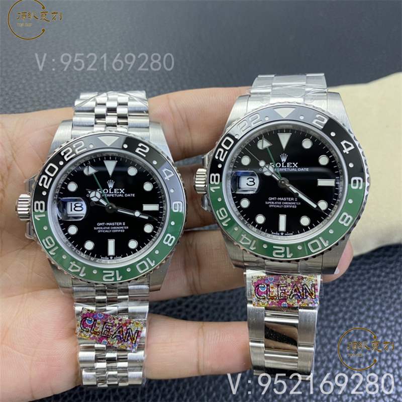 C廠(Clean廠)勞力士格林尼治雪碧黑綠圈左撇子復刻表M126720對比正品怎么樣-復刻表