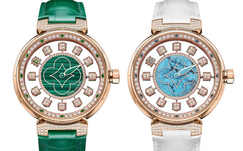 Louis Vuitton推出寶石表盤版Tambour Spin Time Air腕表：孔雀石，綠松石，寶石懸空表盤-復刻表