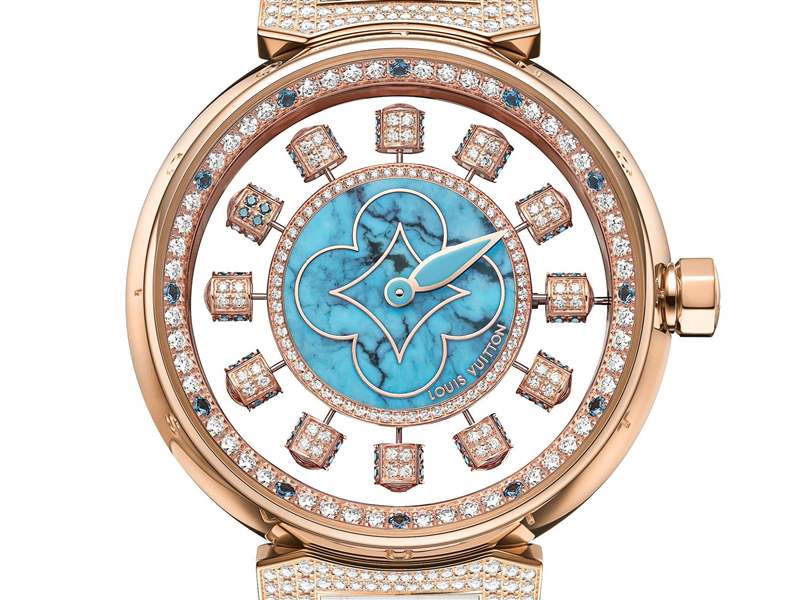 Louis Vuitton推出寶石表盤版Tambour Spin Time Air腕表：孔雀石，綠松石，寶石懸空表盤-復刻表