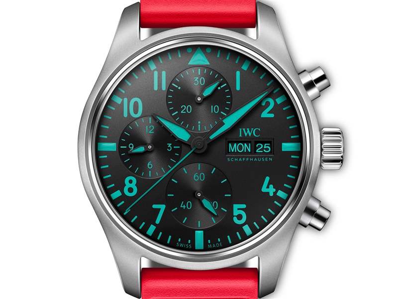 萬國推出Pilot’s Watch Chronograph 41 Mercedes-AMG Petronas Formula One Team Miami Pink計時碼表-復(fù)刻表