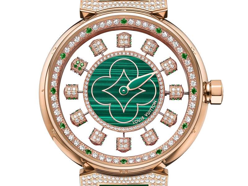 Louis Vuitton推出寶石表盤版Tambour Spin Time Air腕表：孔雀石，綠松石，寶石懸空表盤-復刻表