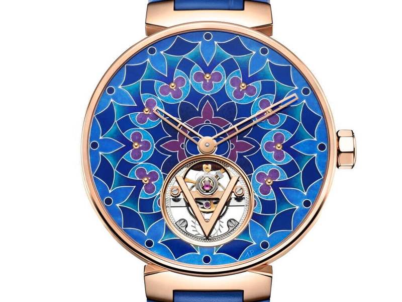 Louis Vuitton推出Tambour Moon Flying Tourbillon Kaleidoscope飛行陀飛輪腕表：琺瑯萬花筒-復刻表