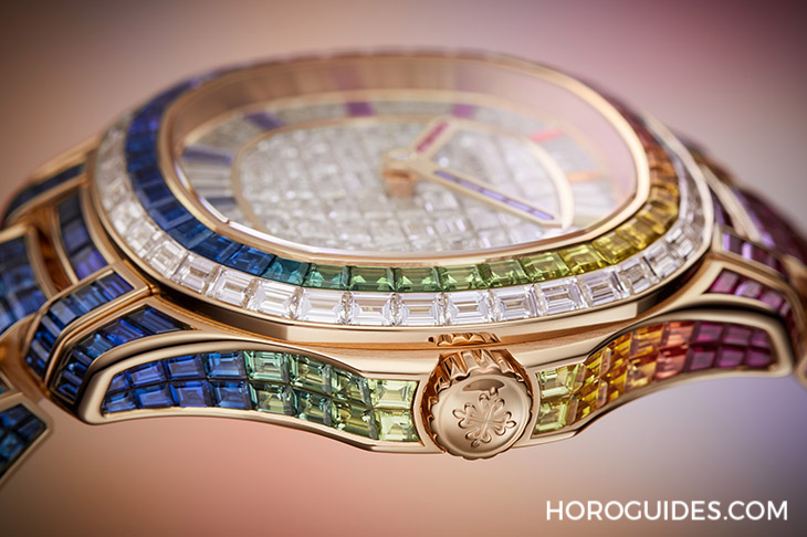 Ladies First！百達(dá)翡麗最新Aquanaut Luce「彩虹」三問(wèn)表與Nautilus織紋復(fù)合表帶-復(fù)刻表