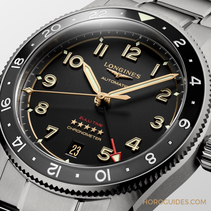 LONGINES Spirit再掀熱潮！ Spirit Zulu Time鈦金屬腕表與計(jì)時(shí)秒表間金新色登場(chǎng)-復(fù)刻表
